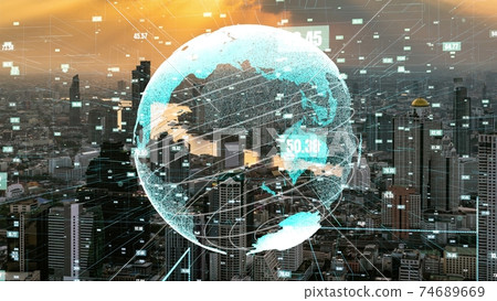 Global connection and the internet network modernization in smar 74689669