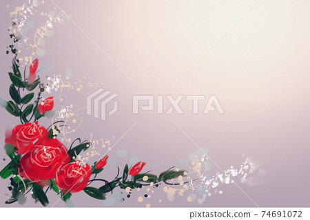 Watercolor painting and digital nosegay.Flower red roses Watercolor painting and digital nosegay.Flower red roses 74691072
