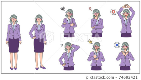 Reaction set for women in suits - Stock Illustration [74692421] - PIXTA