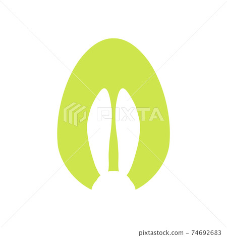 Easter egg shape with bunny ears silhouette 74692683