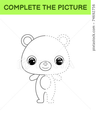 Complete drawn picture of cute bear. Coloring book. Dot copy game. Handwriting practice, drawing skills training. Education developing printable worksheet. Activity page. Vector illustration. Complete drawn picture of cute bear. Coloring book. Dot copy game. Handwriting practice, drawing skills training. Education developing printable worksheet. Activity page. Vector illustration. 74692756