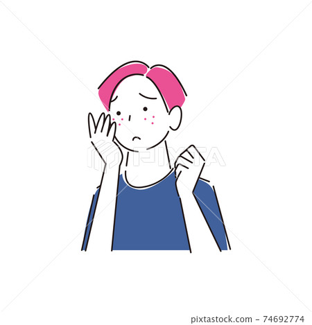 由於戴著口罩而皮膚粗糙的男人簡單圖矢量 74692774