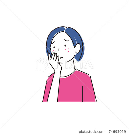 A woman who has become rough due to wearing a mask Simple illustration vector 74693039
