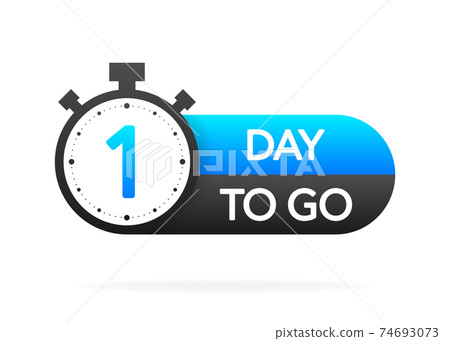 One day to go timer banner in flat style on white background. Countdown day go. Vector label illsutration. One day to go timer banner in flat style on white background. Countdown day go. Vector label illsutration. 74693073