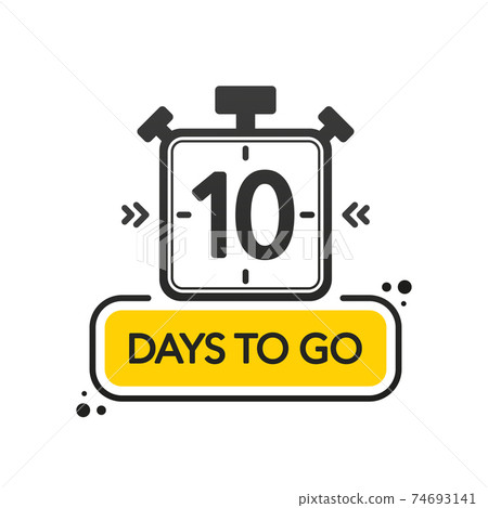 Ten Days to go. Flat style on white background. Countdown timer. Vector illustration. 74693141