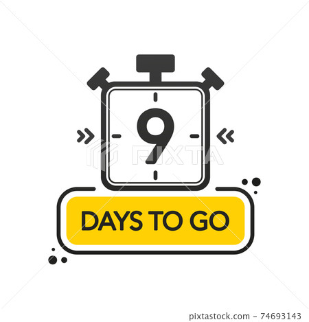 Nine Days to go. Flat style on white background. Countdown timer. Vector illustration. Nine Days to go. Flat style on white background. Countdown timer. Vector illustration. 74693143