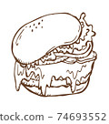 [手繪鋼筆（線條藝術，粉飾）]單獨的Food_漢堡包“ Cheeseburger” 74693552