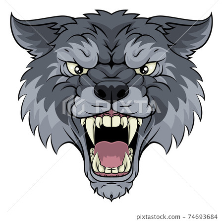 Wolf or Werewolf Monster Scary Dog Angry Mascot 74693684