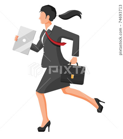 Businesswoman is fast running Businesswoman is fast running 74693713