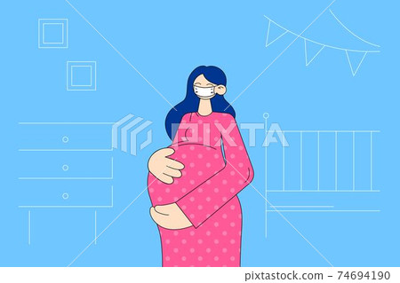 Pregnancy during coronavirus pandemic concept 74694190