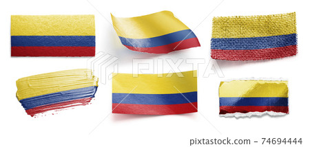Set of the national flag of Colombia on a white background 74694444