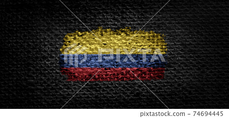 National flag of the Colombia on dark fabric National flag of the Colombia on dark fabric 74694445
