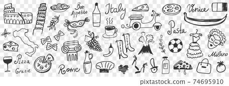 Symbols of Italy doodle set Symbols of Italy doodle set 74695910
