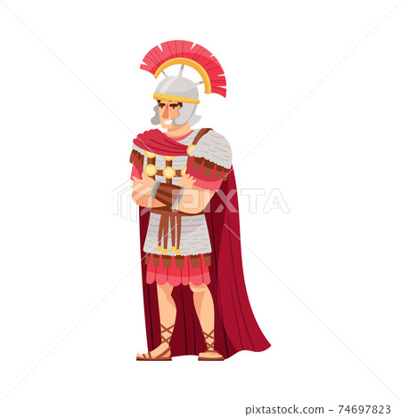 Ancient Roman Commander or Greek Warrior Leader Wearing Helmet and Cloak Vector Illustration Ancient Roman Commander or Greek Warrior Leader Wearing Helmet and Cloak Vector Illustration 74697823