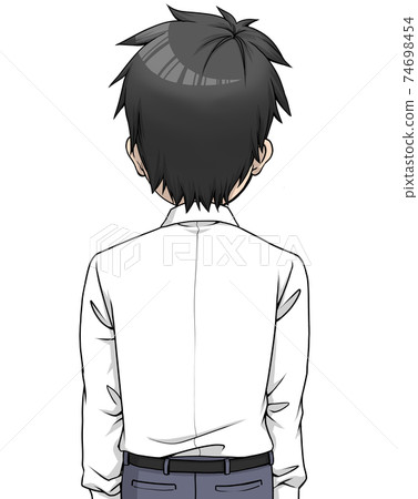 Back view of a black-haired man in a shirt Back view of a black-haired man in a shirt 74698454