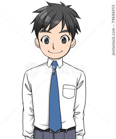 A man wearing a shirt and tie looking straight ahead with a smile 74698455
