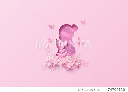 International Women's Day 8 march with frame of flower and leaves 74700110