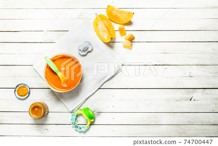 Baby food. Puree from fresh pumpkin. Baby food. Puree from fresh pumpkin. 74700447