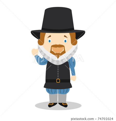 Francis Bacon cartoon character. Vector Illustration. Kids History Collection. 74701024