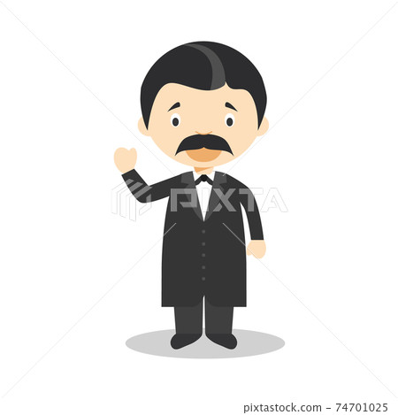 Friedrich Nietzsche cartoon character. Vector Illustration. Kids History Collection. 74701025