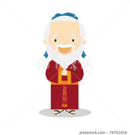 Confucius cartoon character. Vector Illustration. Kids History Collection. 74701028