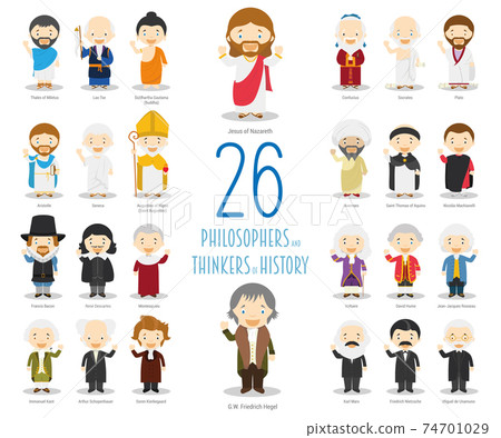 Kids Vector Characters Collection: Set of 26 Great Philosophers and Thinkers of History in cartoon style. Kids Vector Characters Collection: Set of 26 Great Philosophers and Thinkers of History in cartoon style. 74701029