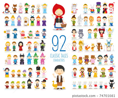 Kids Vector Characters Collection: Set of 92 Classic Tales Characters in cartoon style Kids Vector Characters Collection: Set of 92 Classic Tales Characters in cartoon style 74701081