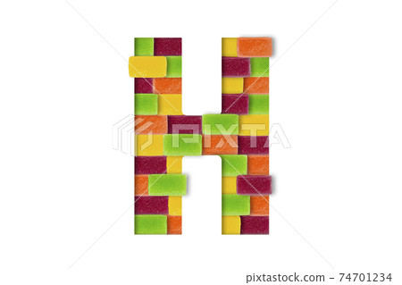 Candy or sweets alphabet isolated on white background. Latin Food alphabet. Candy letter H Candy or sweets alphabet isolated on white background. Latin Food alphabet. Candy letter H 74701234