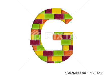 Candy or sweets alphabet isolated on white background. Latin Food alphabet. Candy letter G Candy or sweets alphabet isolated on white background. Latin Food alphabet. Candy letter G 74701235