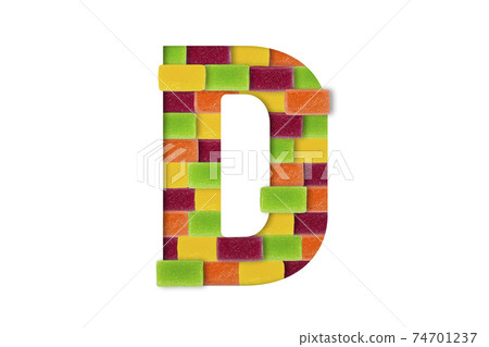 Candy or sweets alphabet isolated on white background. Latin Food alphabet. Candy letter D Candy or sweets alphabet isolated on white background. Latin Food alphabet. Candy letter D 74701237
