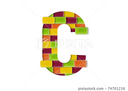 Candy or sweets alphabet isolated on white background. Latin Food alphabet. Candy letter C Candy or sweets alphabet isolated on white background. Latin Food alphabet. Candy letter C 74701238
