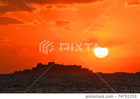 Evening view of warship island Evening view of warship island 74701358