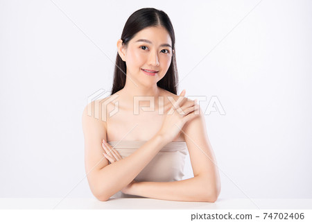 Beautiful young asian woman with clean fresh skin on white background, Face care, Facial treatment, Beautiful young asian woman with clean fresh skin on white background, Face care, Facial treatment, 74702406