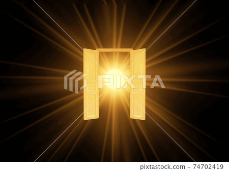 光線透過敞開的門 插圖素材 圖庫