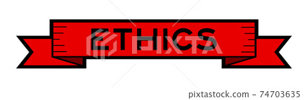 Vintage red color label banner with word ethics on white background Vintage red color label banner with word ethics on white background 74703635