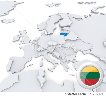 Lithuania on map of Europe Lithuania on map of Europe 74705471