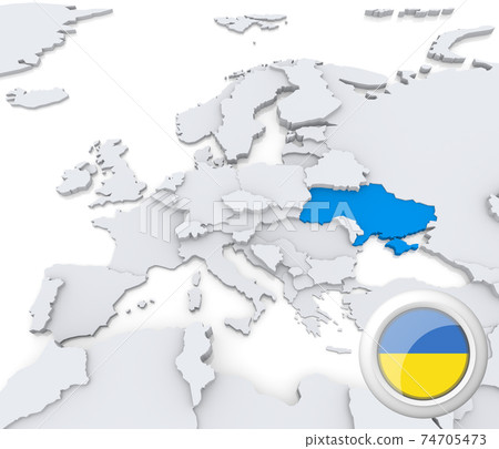 Ukraine On Map Of Europe Stock Illustration