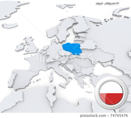 Poland on map of Europe 74705476
