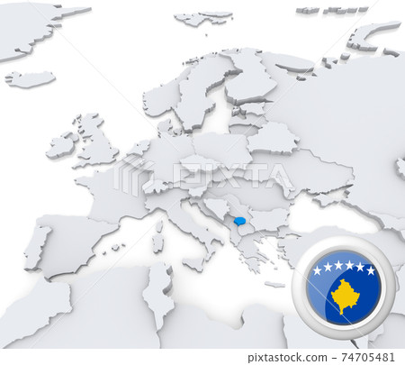 Kosovo On Map Of Europe Stock Illustration 74705481 PIXTA 74705481