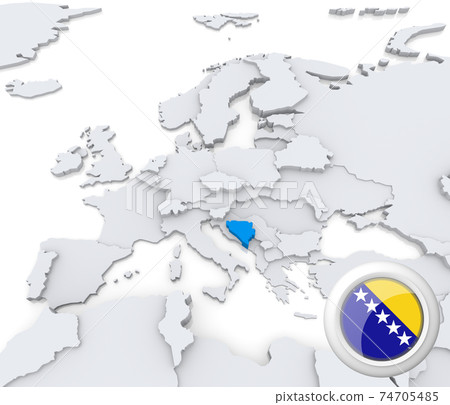 Bosnia and Herzegovina on map of Europe 74705485