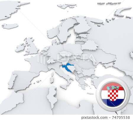 Croatia on map of Europe 74705538