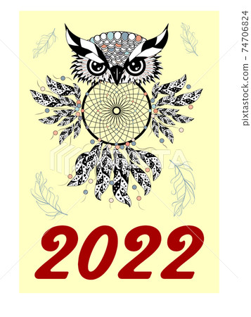 Colorful cute monthly boho calendar 2022 with dream catchers, boho owls, arrows, feathers, inspirational inscriptions Colorful cute monthly boho calendar 2022 with dream catchers, boho owls, arrows, feathers, inspirational inscriptions 74706824