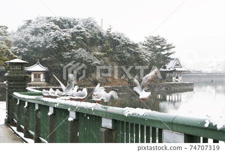 Snow Waka no Ura overlooking Imoseyama Snow Waka no Ura overlooking Imoseyama 74707319