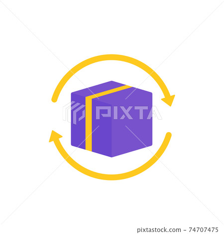 parcel return icon with box on white - Stock Illustration [74707475 ...