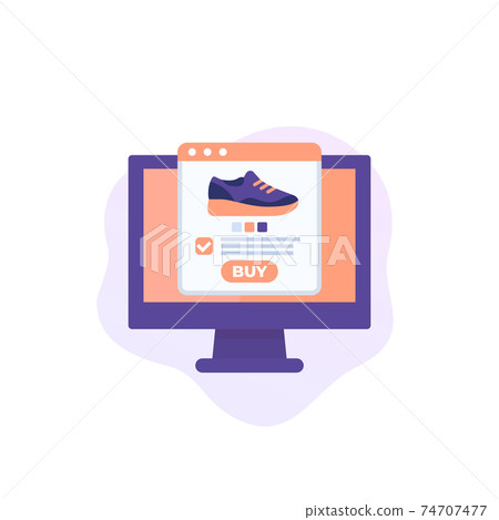 online shoe store, e-commerce shopping vector icon online shoe store, e-commerce shopping vector icon 74707477