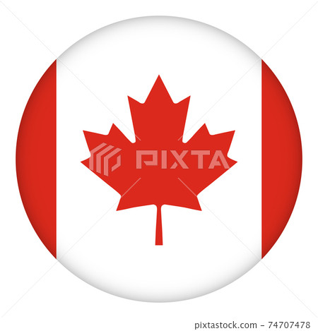Flag of Canada round icon, badge or button. Canadian national symbol. Template design, vector illustration. 74707478
