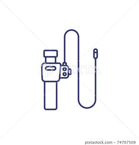 endoscope, colonoscopy tool line icon on white 74707509