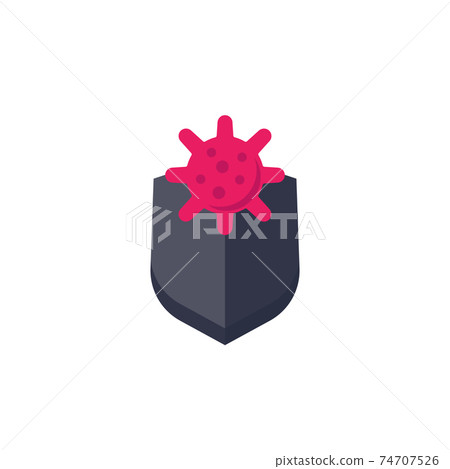 virus and shield icon on white, vector virus and shield icon on white, vector 74707526