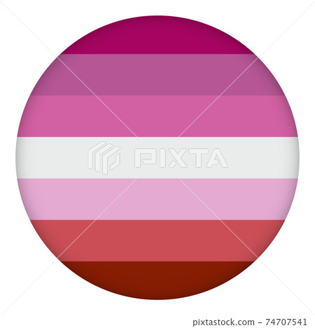 Flag Lesbian round icon, round badge or button. Template design, vector illustration. Love wins. Lesbians logo symbol sticker in rainbow colors. Pride collection, accessory kit. 74707541