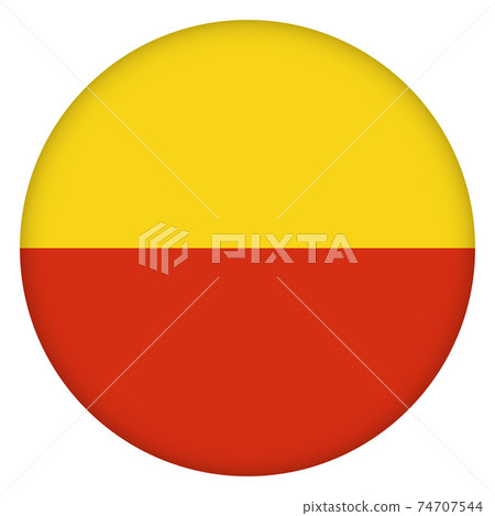Flag of Prague city round icon, badge or button. Prague urban symbol. Template design, vector illustration. 74707544